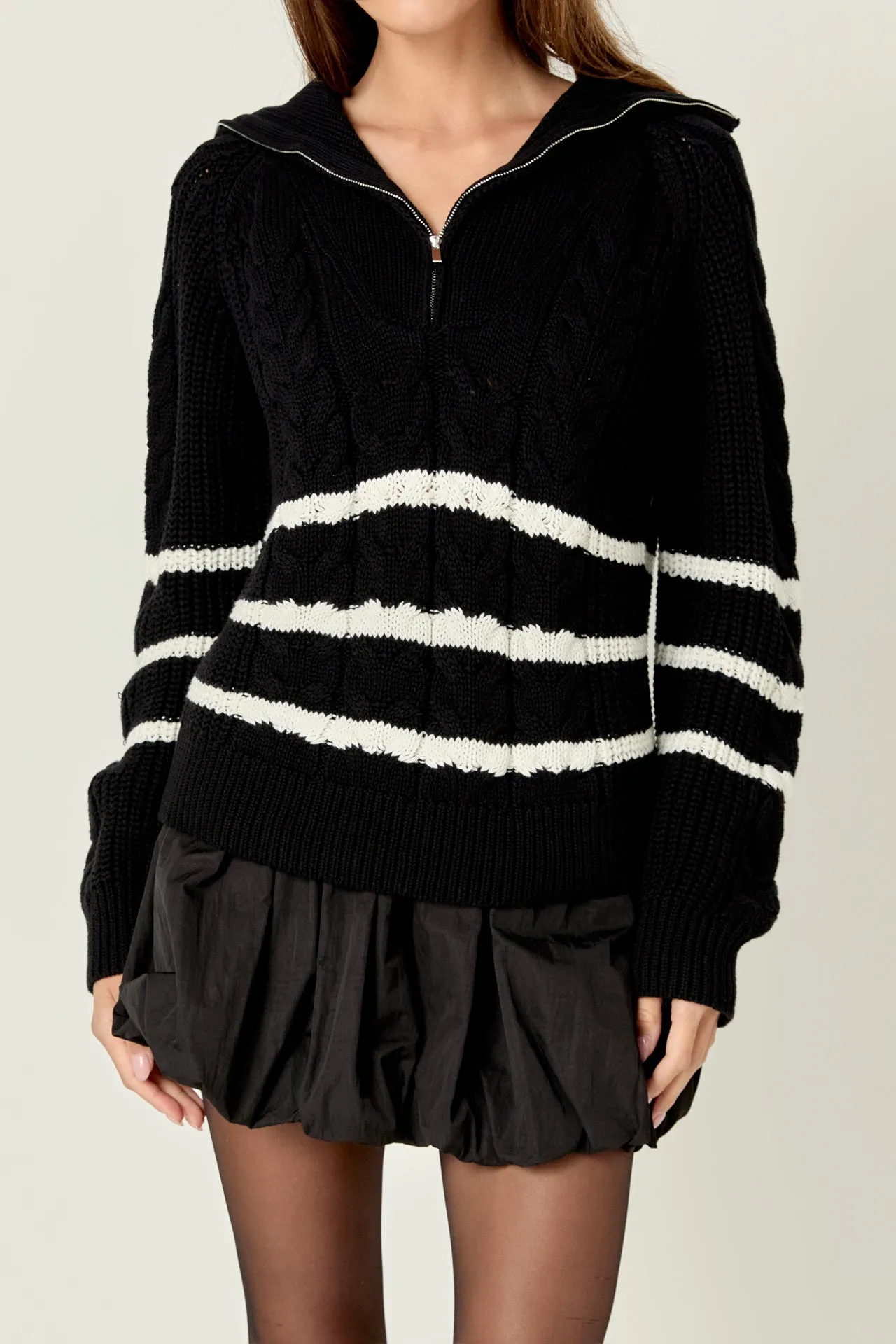 Stripe Zip up Sweater