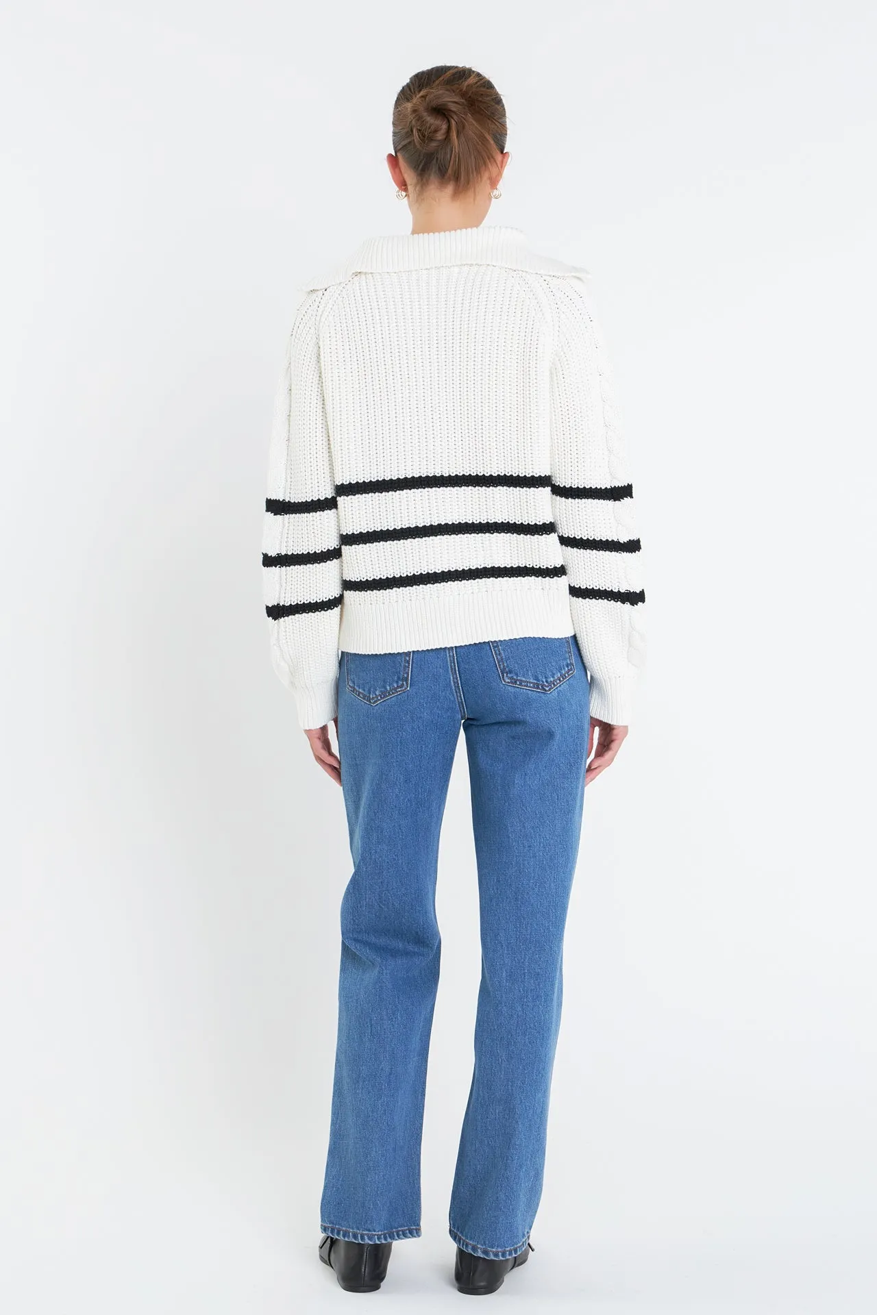 Stripe Zip up Sweater