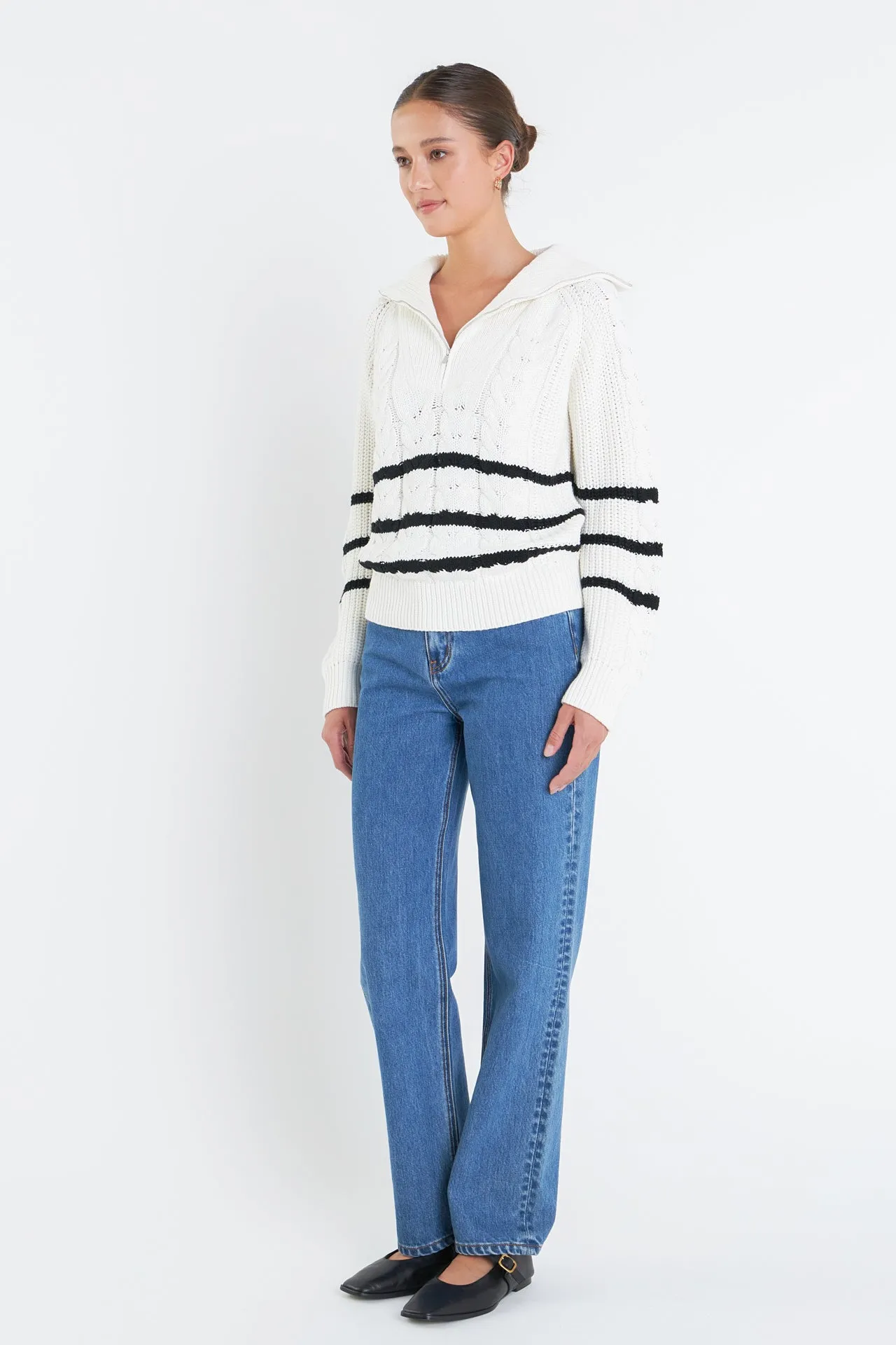 Stripe Zip up Sweater