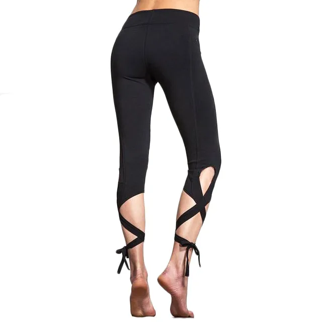 Stylish Sporting Crisscross Tied Elastic Legging