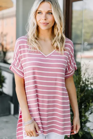 This is No Joke Ash Rose Pink Striped Top