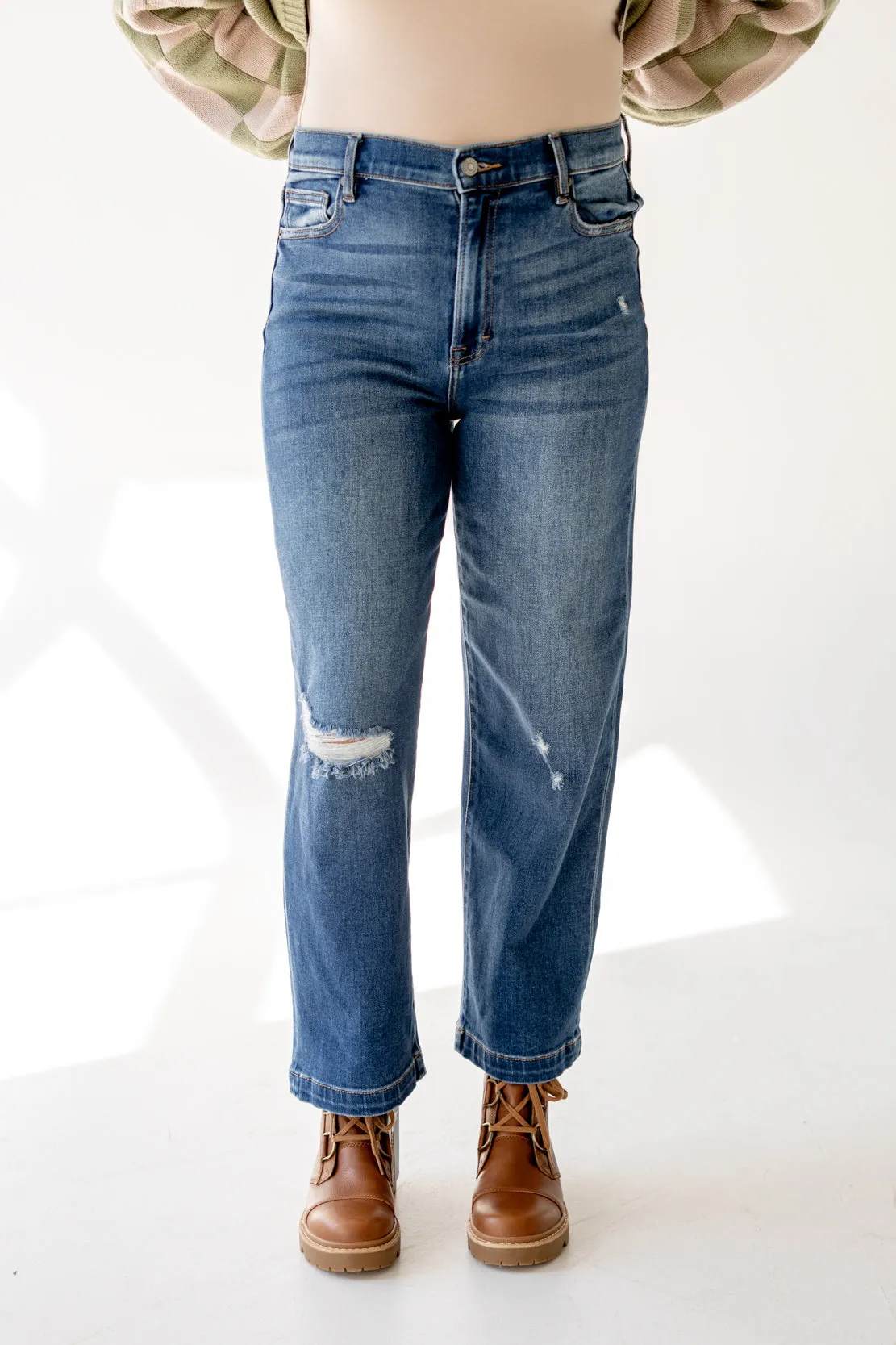 Tracey High Rise Relaxed Cropped Straight Jean | Dark