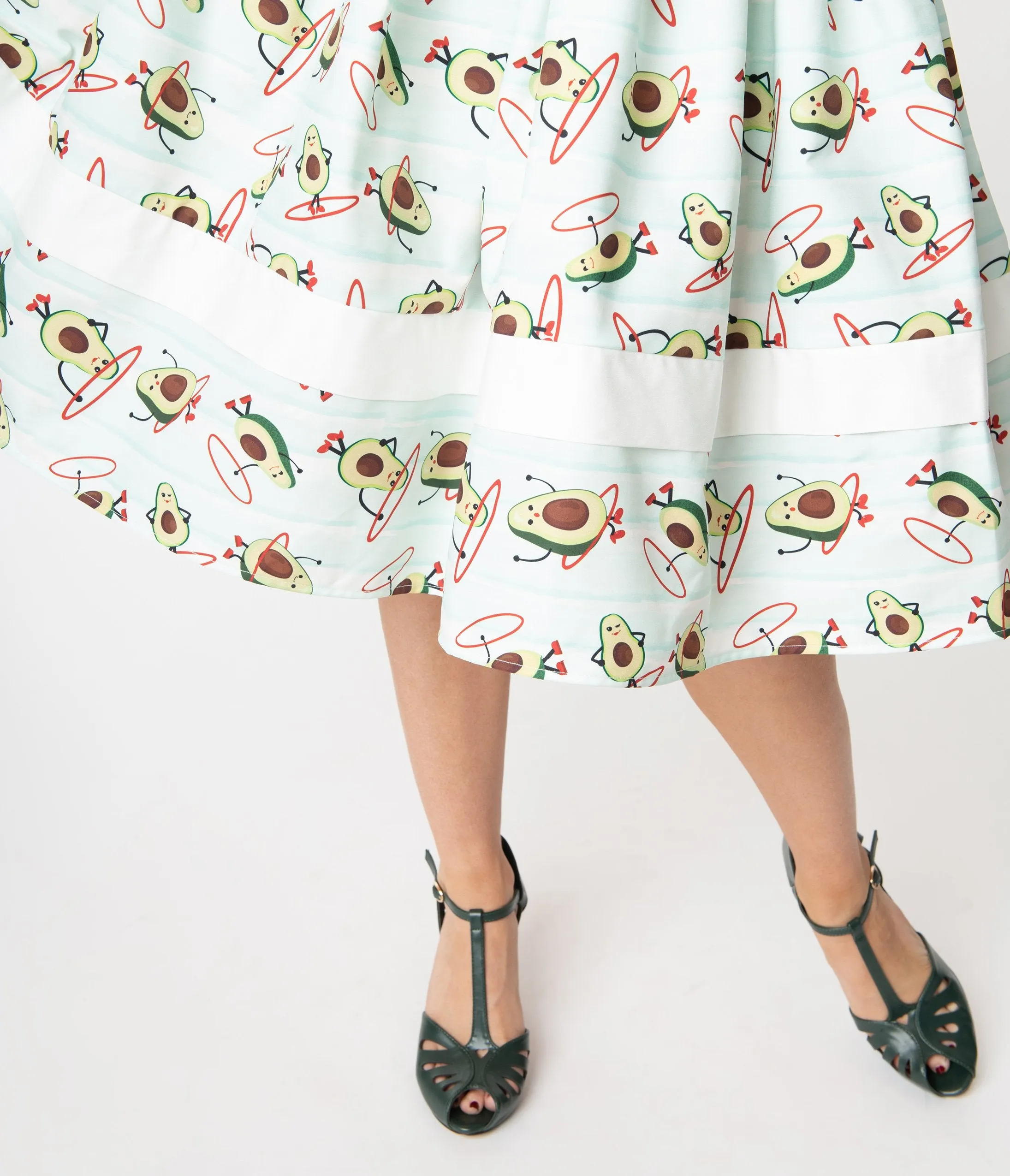 Unique Vintage Mint Avocado Print Darienne Swing Dress