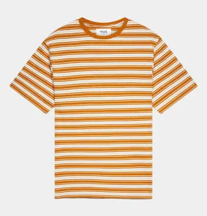 Wax London Dean T-Shirt in Orange Trail Stripe