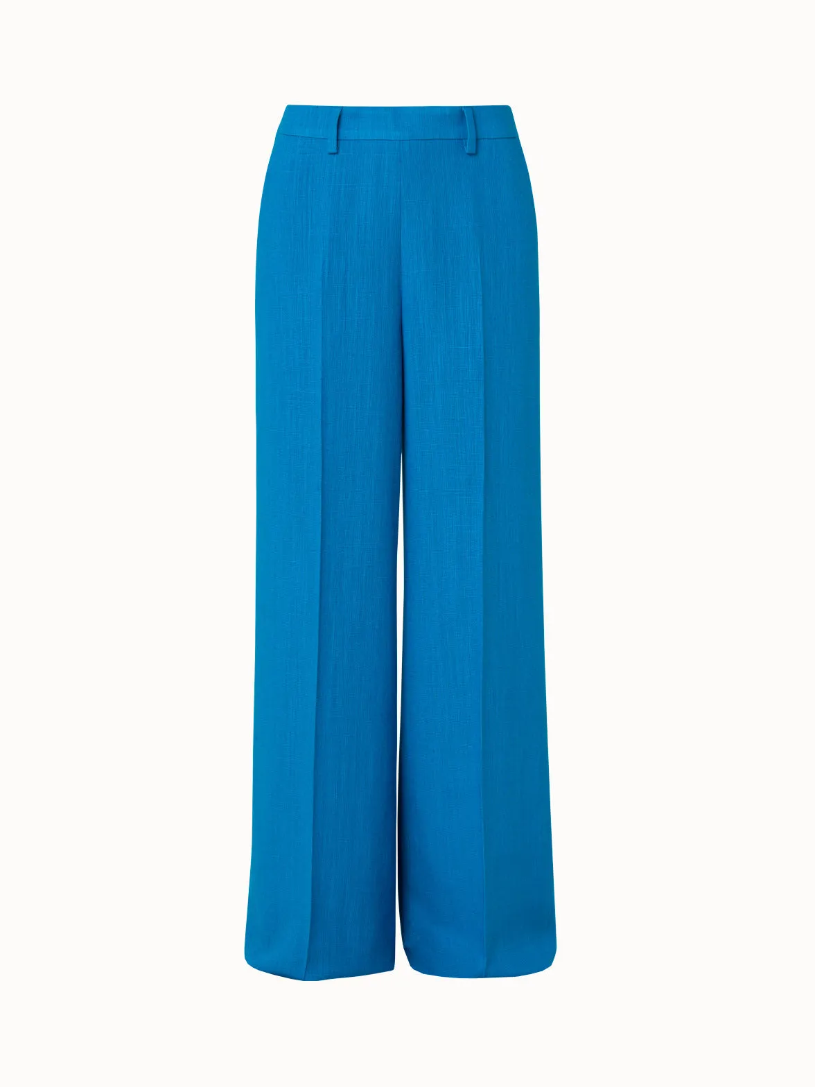 Wide Leg Linen Wool Crêpe Double-Face Pants