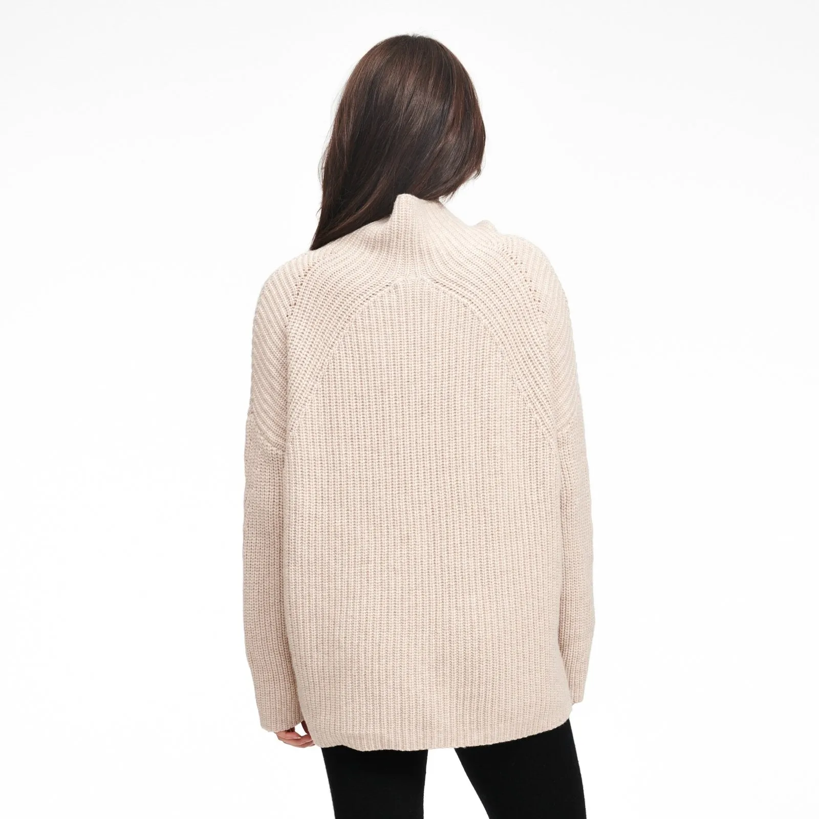 Wool Cashmere Oversized Ribbed Turtleneck