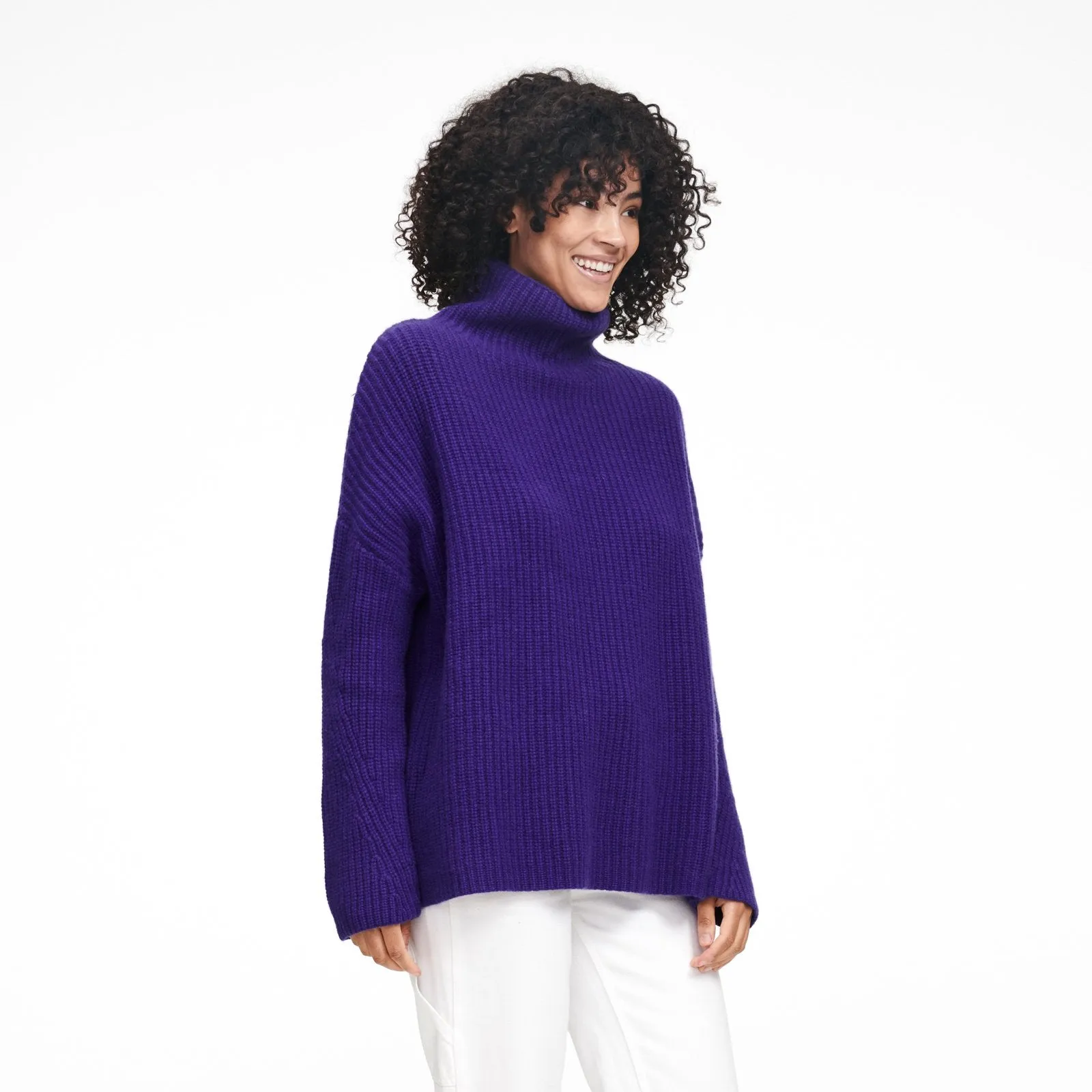 Wool Cashmere Oversized Ribbed Turtleneck