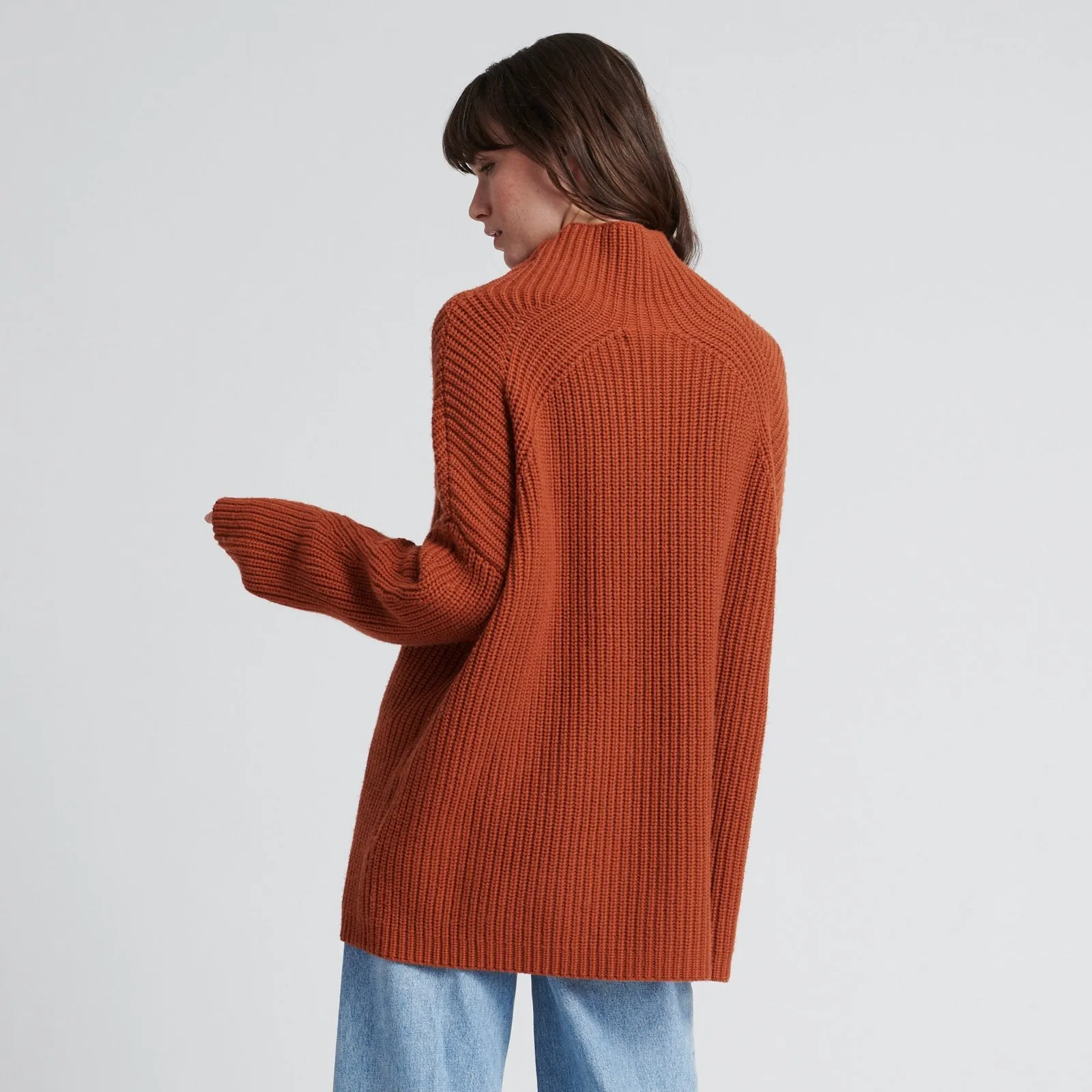 Wool Cashmere Oversized Ribbed Turtleneck