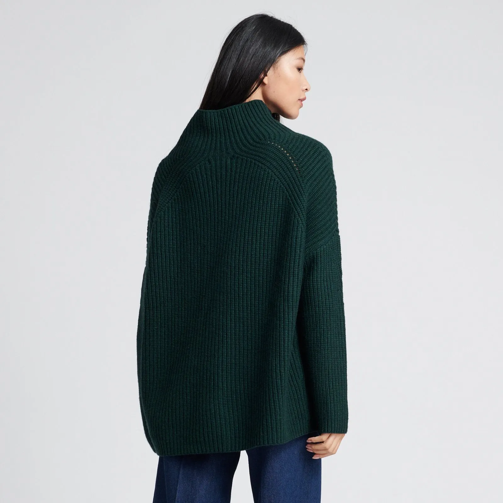 Wool Cashmere Oversized Ribbed Turtleneck