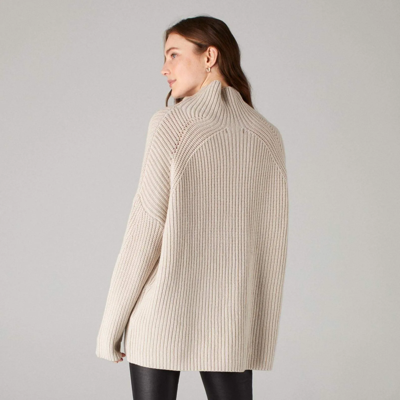 Wool Cashmere Oversized Ribbed Turtleneck