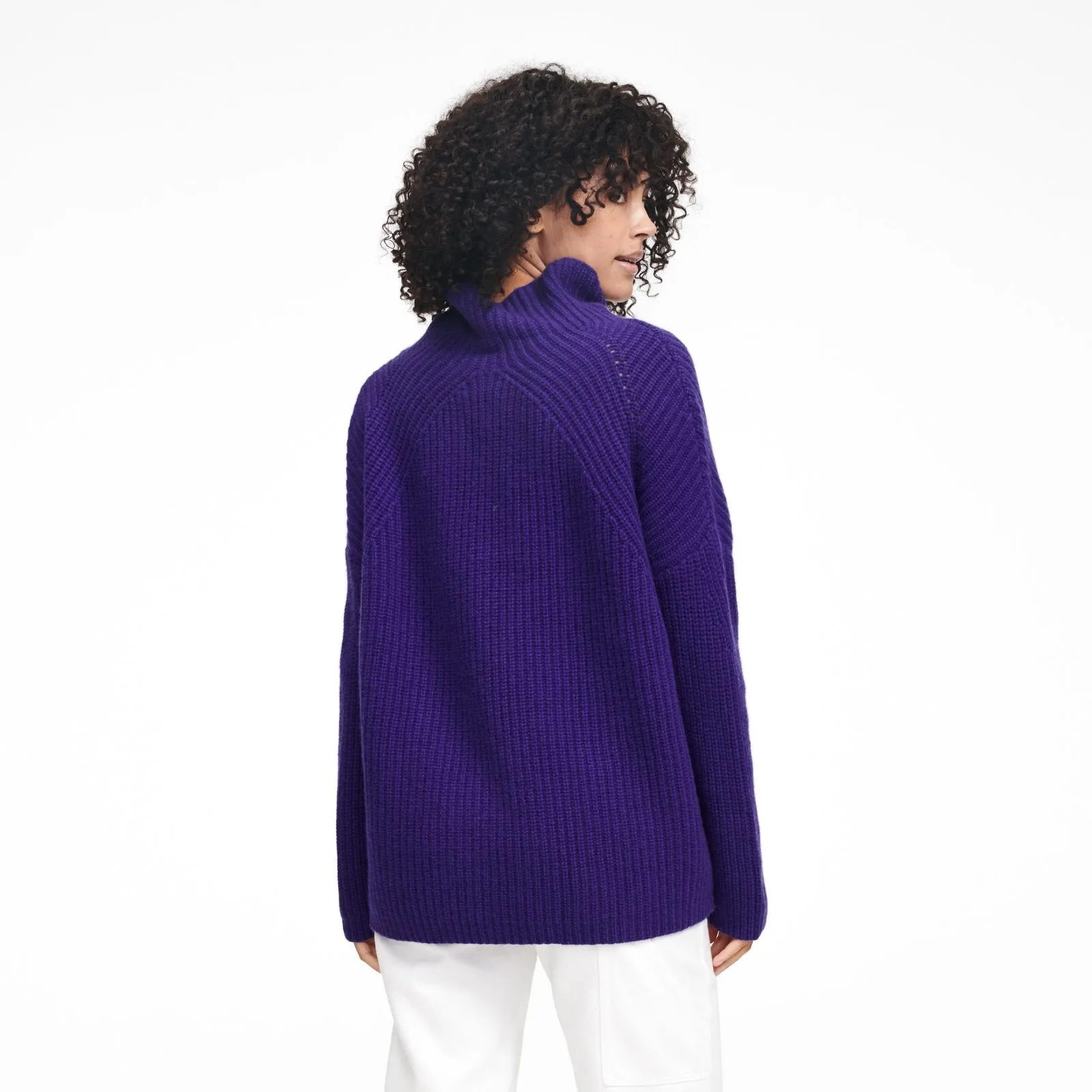 Wool Cashmere Oversized Ribbed Turtleneck