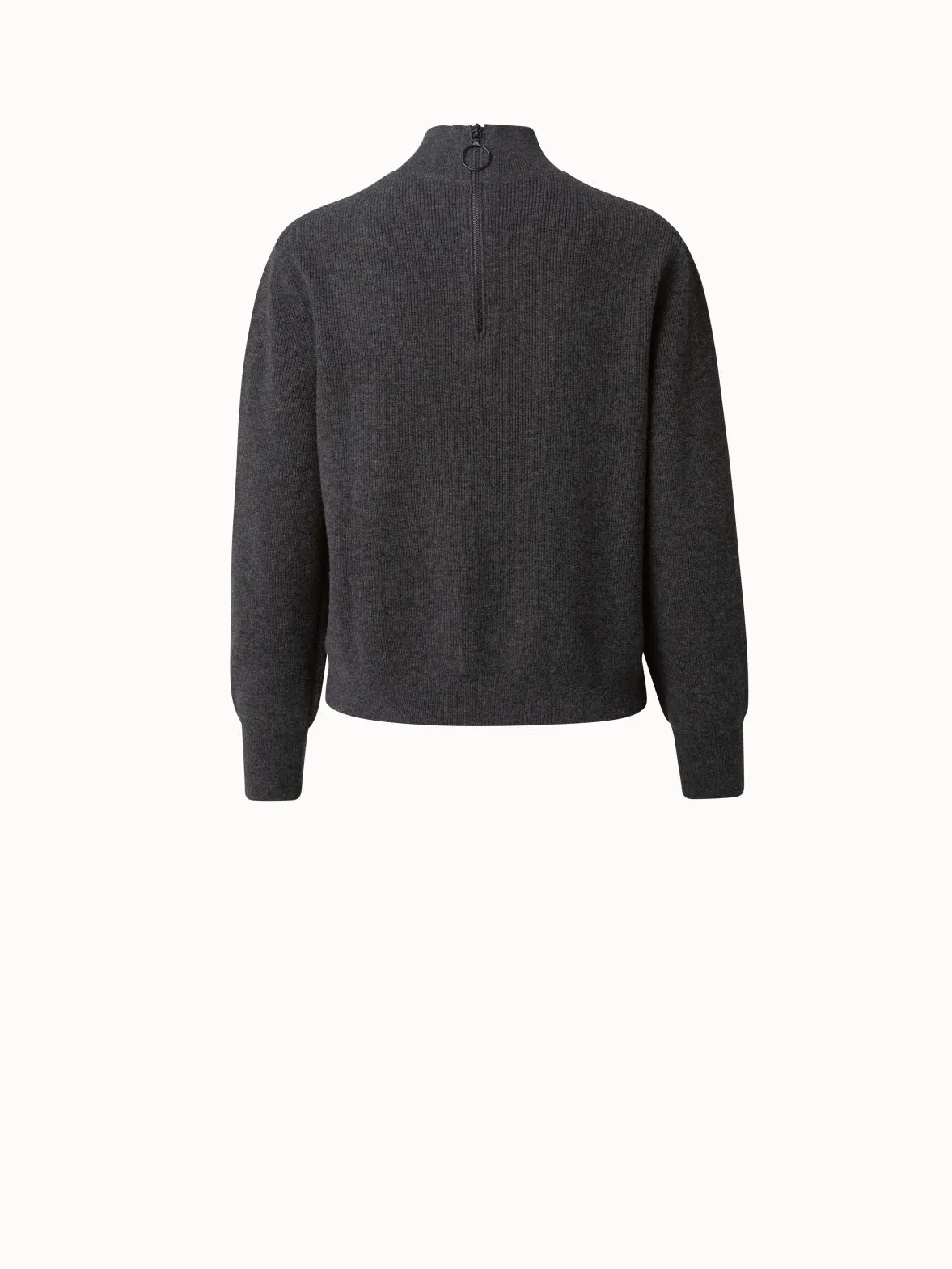 Wool Cashmere Ribbed Knit Pullover