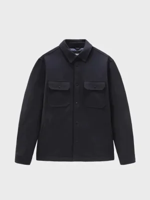 Woolrich Alaskan Recycled Melton Wool Overshirt Blue