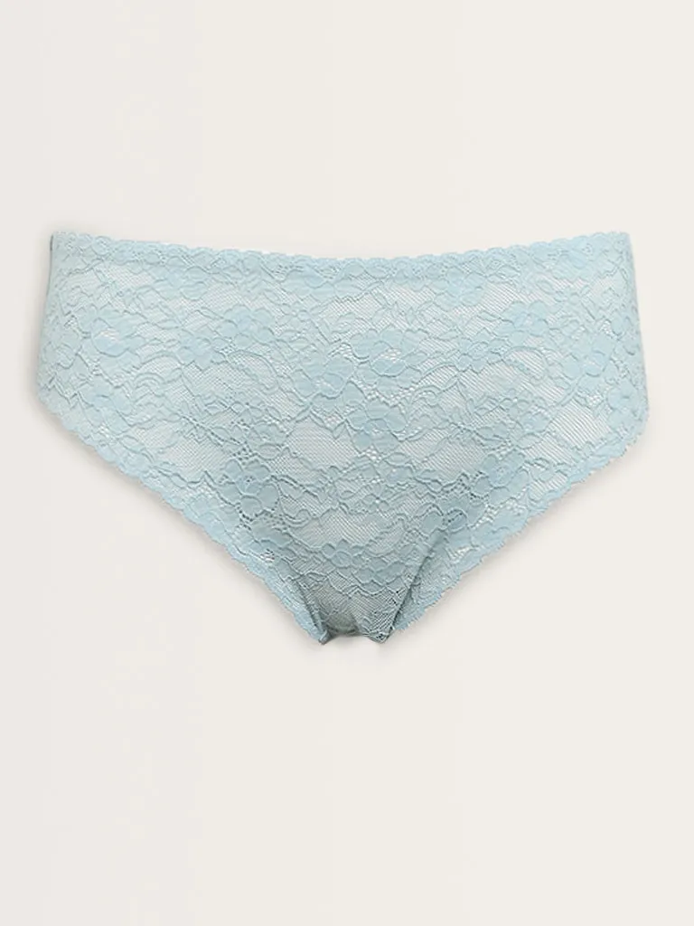 Wunderlove Aqua Invisible Lace Hi-Leg Brief